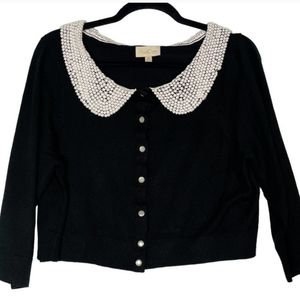ModCloth Elegant Accents Crochet Collar Black Cardigan Sweater Plus Size 2X